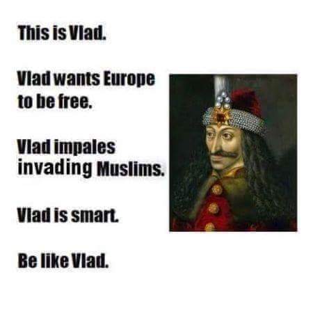 stmc1964's tweet photo. This is Vlad
Vlad wants Europe to be free
Vlad #impales #invading #muslims
Vlad is smart..
Be like Vlad https://t.co/yEaxiNEDrq