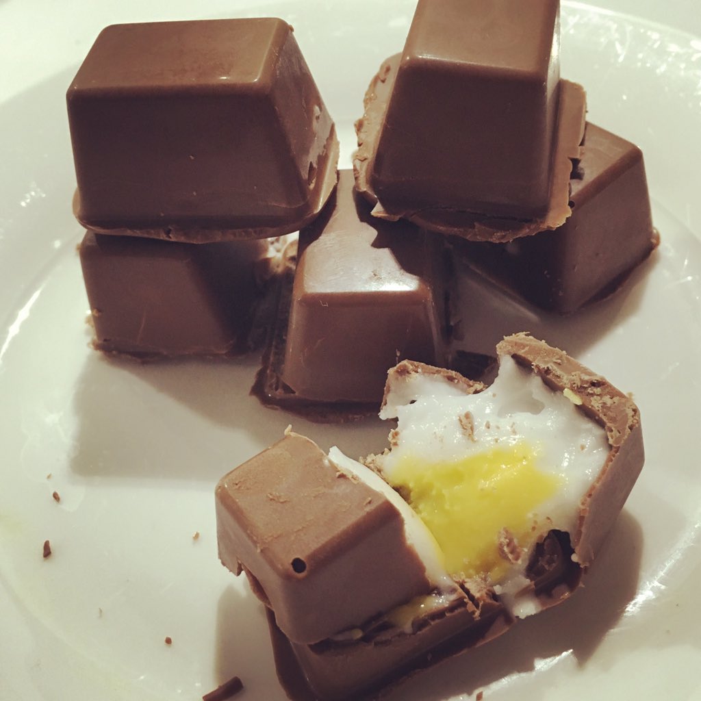 Gemmachance's tweet photo. Homemade Cadbury creme egg (squares) https://t.co/hGKiPYrGZ5