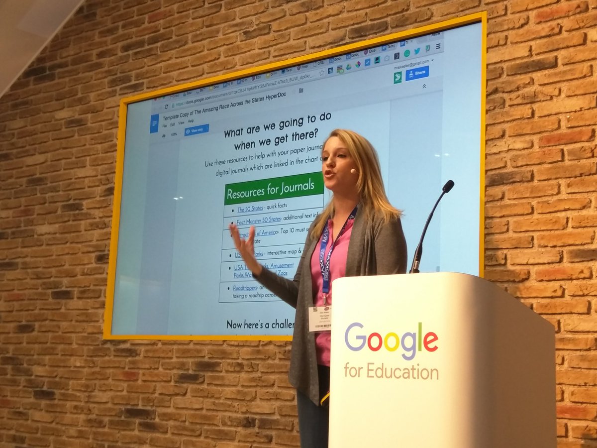 jrochelle's tweet photo. NOW at the @GoogleForEdu booth at #bett2016  s @alicekeeler !  20 ways to transform your class!
 #BettShow2016 https://t.co/Rj5AQpAPgH