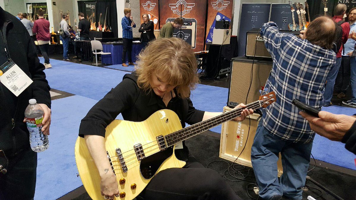 bproseGuitars's tweet photo. Come see us at NAMM!  #4278, Hall C.  Special guests Willie J. Campbell &amp; Kid Ramos stopped by the first day. https://t.co/9b0rrTxQrv