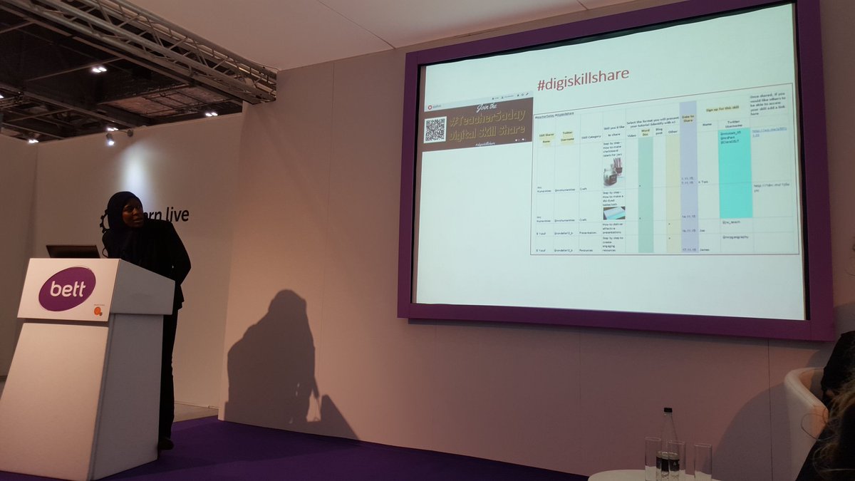 MrsHumanities's tweet photo. Totally honoured to have had #digiskillshare mentioned by @rondelle10_b at the #BettShow2016 #teacher5aday talk. TY https://t.co/v1D9mmXmMn