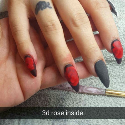 Mother's Day False Nails 3d Rose Flower Nail Patch Nude - Temu