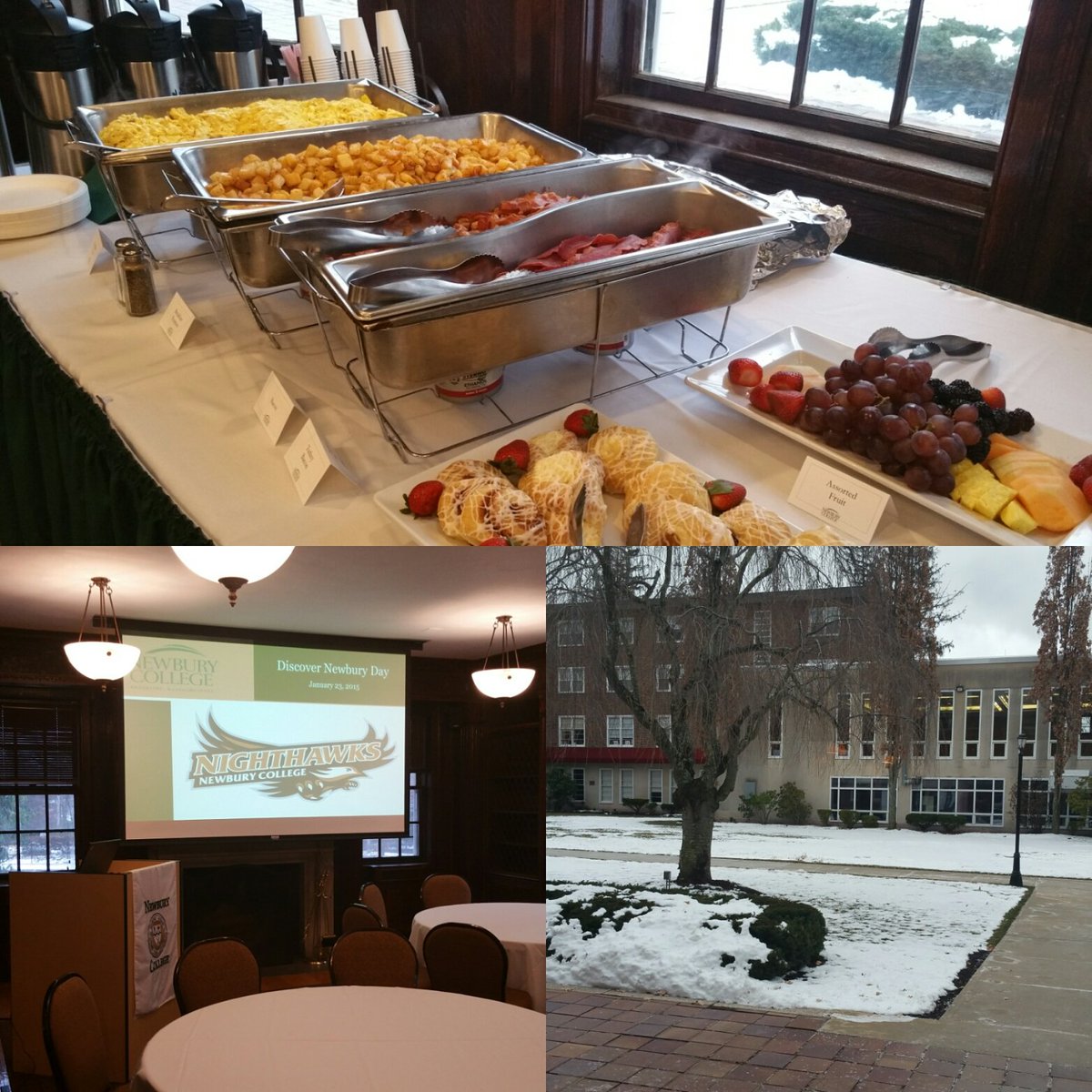 Our admissions dept puts together an amazing spread for their events! No snow yet #discovernewbury #futurenighthawks