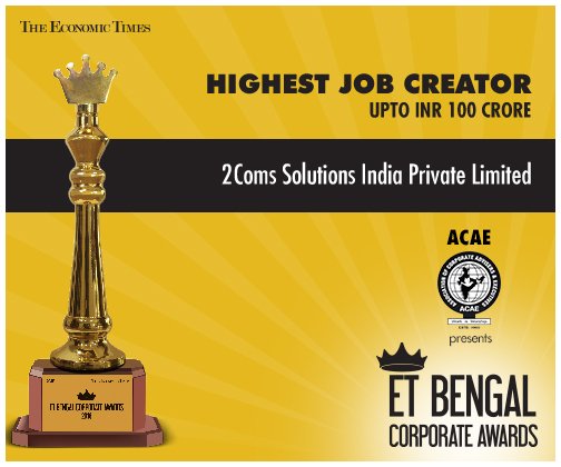 et_bca's tweet photo. Highest Job Creator up to INR 100 Crore – 2Coms Solutions India Private Limited #ETBCA 2016 https://t.co/AJzIHY34SK