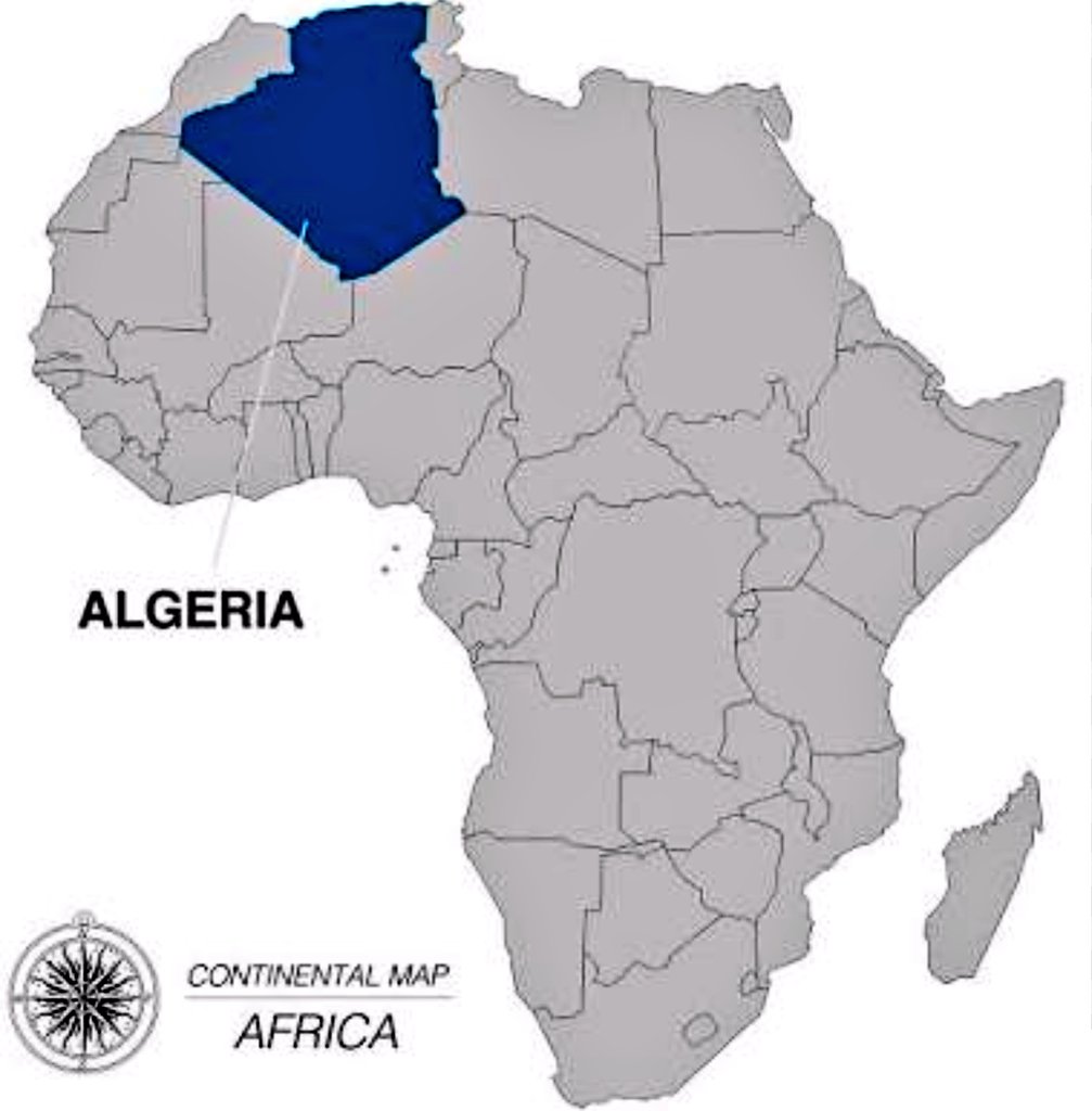 Algeria = Africa's biggest country (area); 10th worldwide; Yet over 90% of its people live in just 12% of the land.