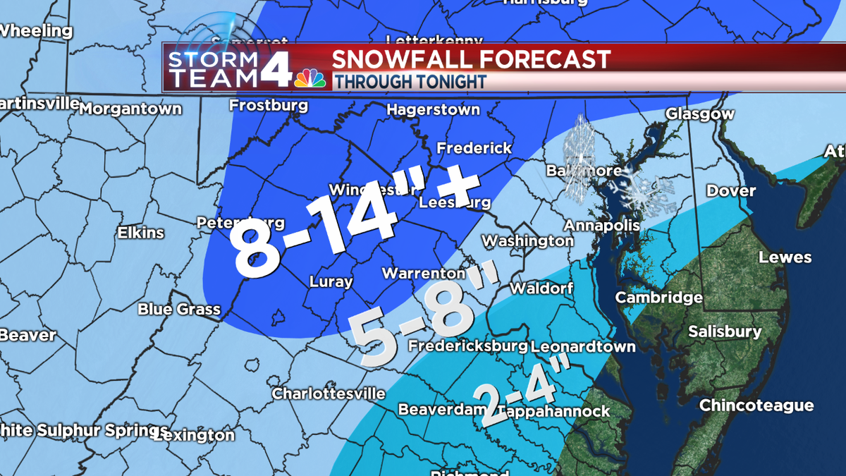 ChuckBell4's tweet photo. Don't let your guard down. More snow to come. With 12-20"+ already...here's how much MORE. @WTOP @DMVFollowers https://t.co/1SiUgWcd68