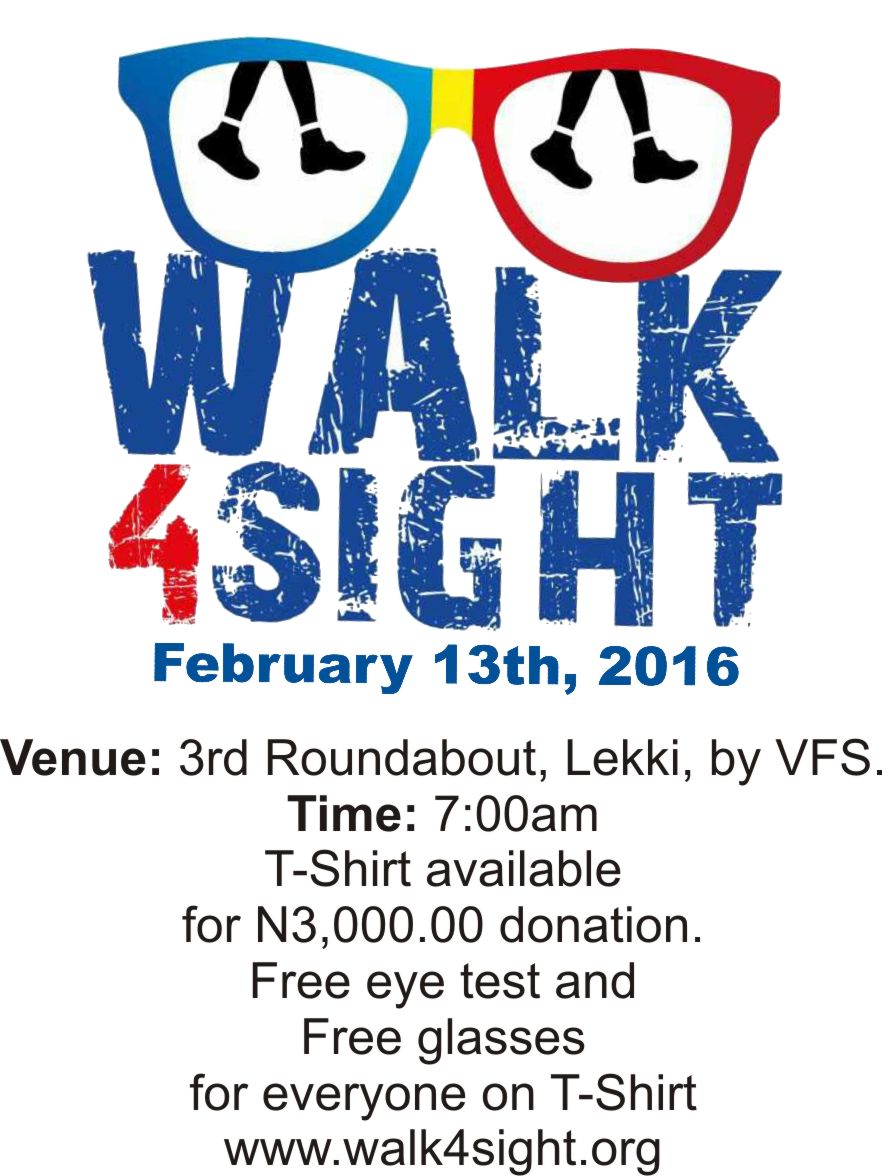 Eyemastersng's tweet photo. Have you heard?
Join us for #walk4sight. 3rd roundabout, Lekki. 13th February, 2016. Don't miss out. https://t.co/YUJq8hlpAm