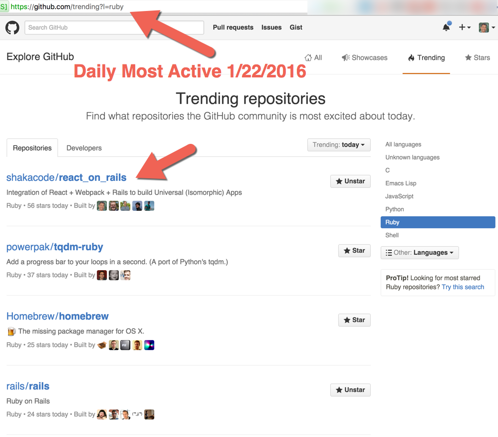 railsonmaui's tweet photo. 🎉 THRILLED react_on_rails the #1 trending ruby repository on github!
https://t.co/kktkD93b9u
https://t.co/trKZKjml4C https://t.co/8qJsmrMIu2