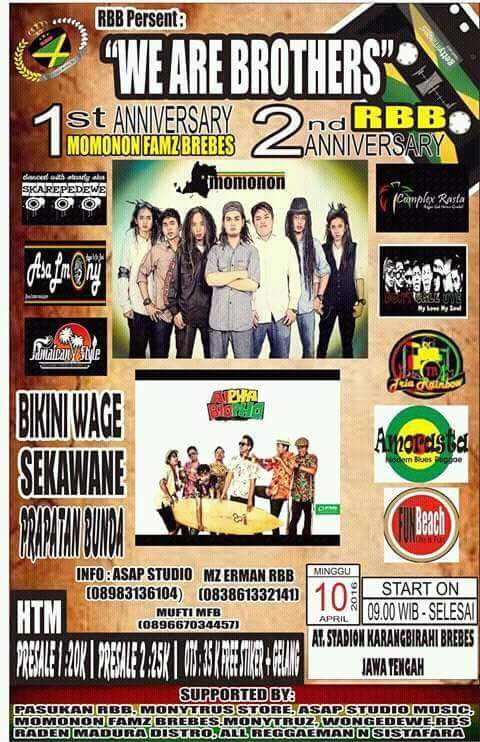 Brebes Reggae Roots (@brebesroots) on Twitter photo Event Terbesar DiBrebes <a href="/MomononFamz/">MOMONON INDONESIA</a> <a href="/alphablopho/">Alphablopho</a> <a href="/AcaraReggae_/">ACARA REGGAE !!</a> <a href="/KaosReggae/">IG : KAOS REGGAE !!</a>
Weare Famz We Are Suport Band Lokal 👍👊 Event Terbesar DiBrebes <a href="/MomononFamz/">MOMONON INDONESIA</a> <a href="/alphablopho/">Alphablopho</a> <a href="/AcaraReggae_/">ACARA REGGAE !!</a> <a href="/KaosReggae/">IG : KAOS REGGAE !!</a>
Weare Famz We Are Suport Band Lokal 👍👊