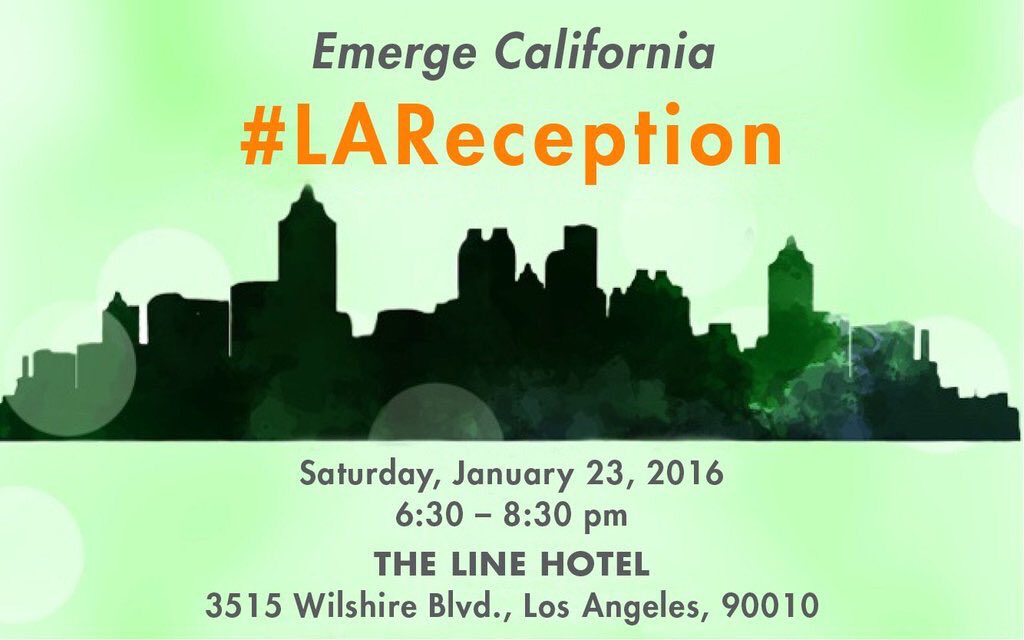 MiaTuMutch's tweet photo. See y'all tonight at the @EmergeCa #LAReception! It's our only reception in #SoCal!
#WomenInPolitics #Election2016 https://t.co/IShw5128PX