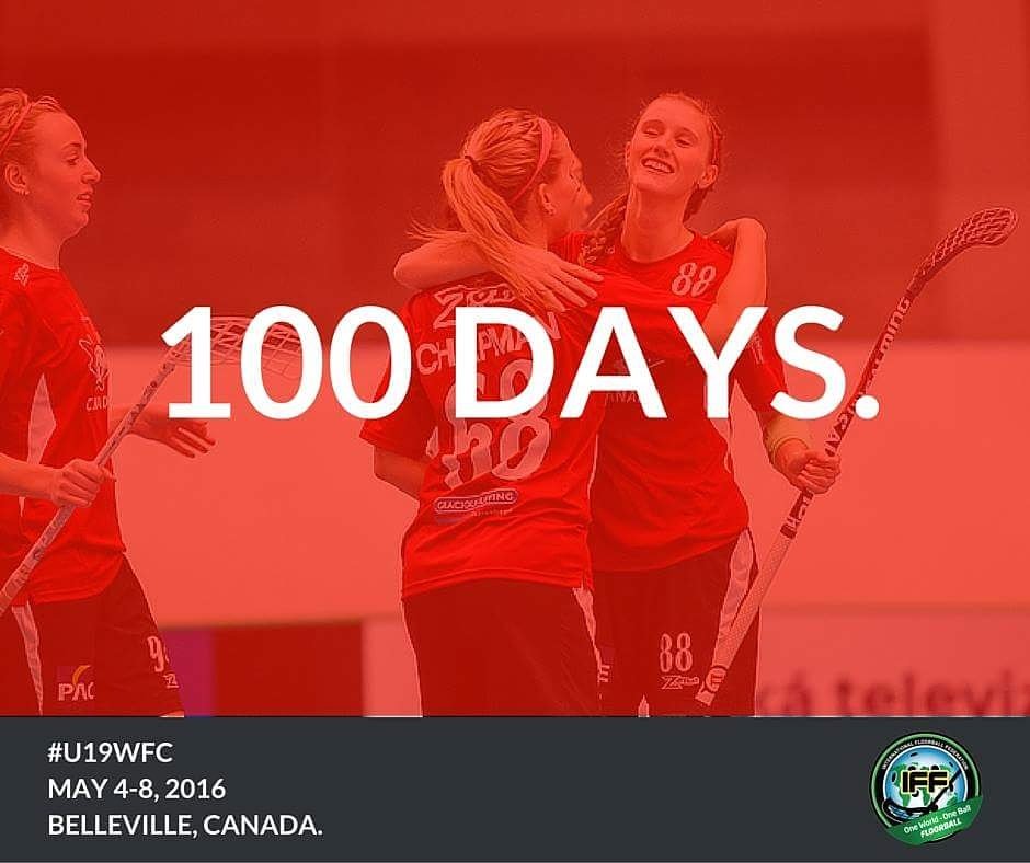 100 days until the 2016 Under 19 Women's World Floorball Championships. #u19wfc #floorball