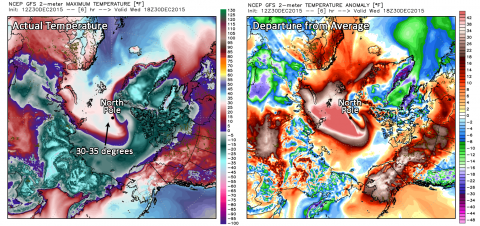 Ozoshare's tweet photo. Freak storm pushes #NorthPole 50 degrees above normal to melting point: https://t.co/Xa29QgQPdC #climate #weather https://t.co/kUfxN2uSWz