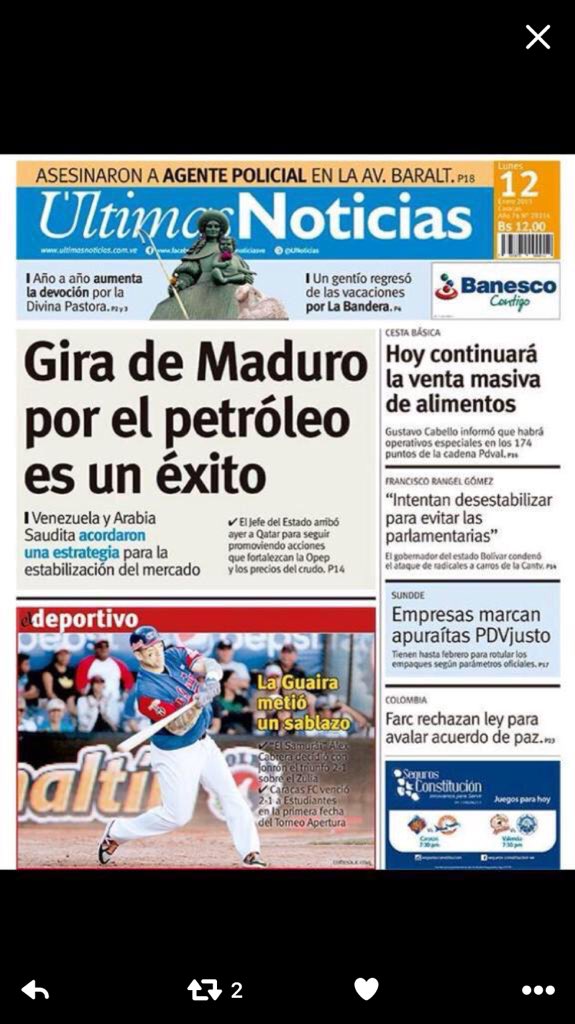 El Nacional: "Venezuela vende petróleo por debajo del costo de producción" bitly.com/1Pa8VcF
