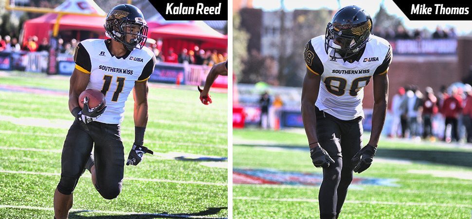FansFavoriteFan's tweet photo. Have fun today @SouthernMissFB's Reed, Thomas in @NFLPABowl today #SMTTT #FansCFB https://t.co/RBcqC8A6Ey
