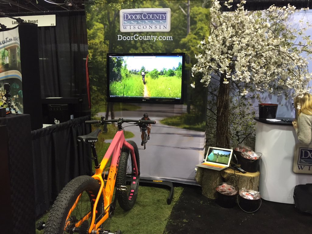At the <a href="/TravAdventure/">TravelAdventureShow</a> with <a href="/MyDoorCounty/">Door County</a> showing off some of our recently mapped trails! #biking #hiking #doorcounty