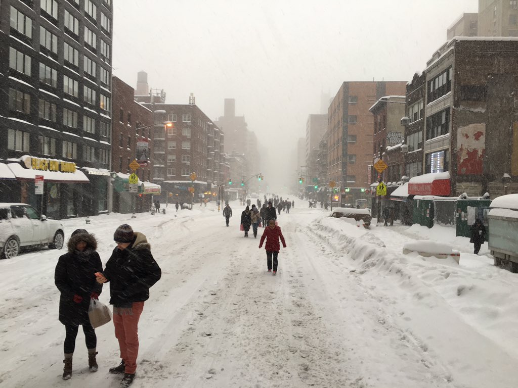 Seventh Avenue, taken over by pedestrian. #blizzard2016