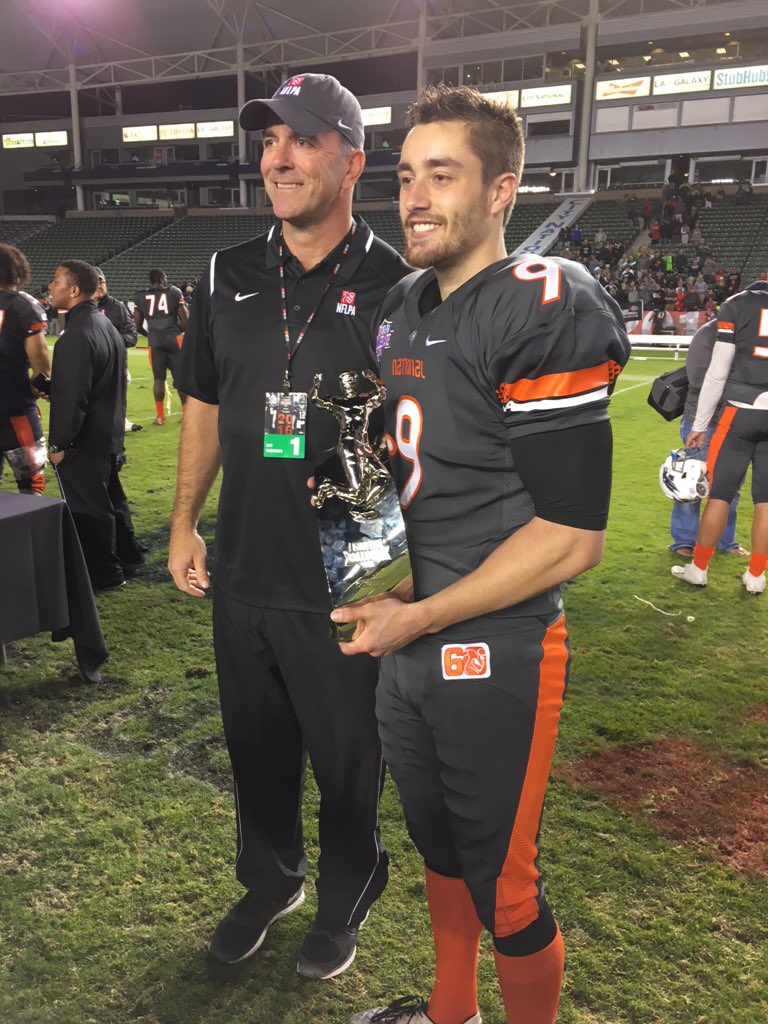 National team kicker <a href="/ABaggett99/">Andrew Baggett</a> named #NFLPABowl MVP after making SIX field goals to help his team get the W.