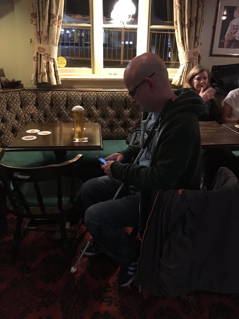 That moment when a blind man is browsing his iPhone