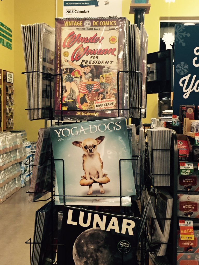 BrigidAlverson's tweet photo. Calendar rack at Whole Foods. #comicsinthewild https://t.co/H0OutsSMcI