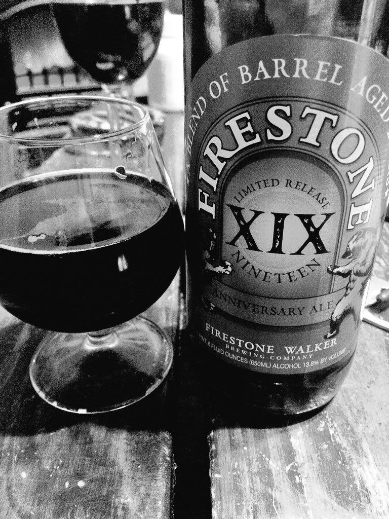 CraftBeertender's tweet photo. So glad I got two @FirestoneWalker XIX's this shit is the titts! #snowday #bottleshare #beerporn https://t.co/6XBl4V7X8T