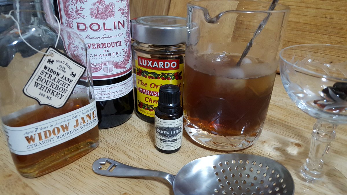 johnjbedard's tweet photo. @Widow_Jane @LUXARDOUSA @ScrappysBitters #DolinSweetVermouth @CocktailKingdom #keepingwarm #Jonas #blizzard2016 https://t.co/mC5oTouWE1