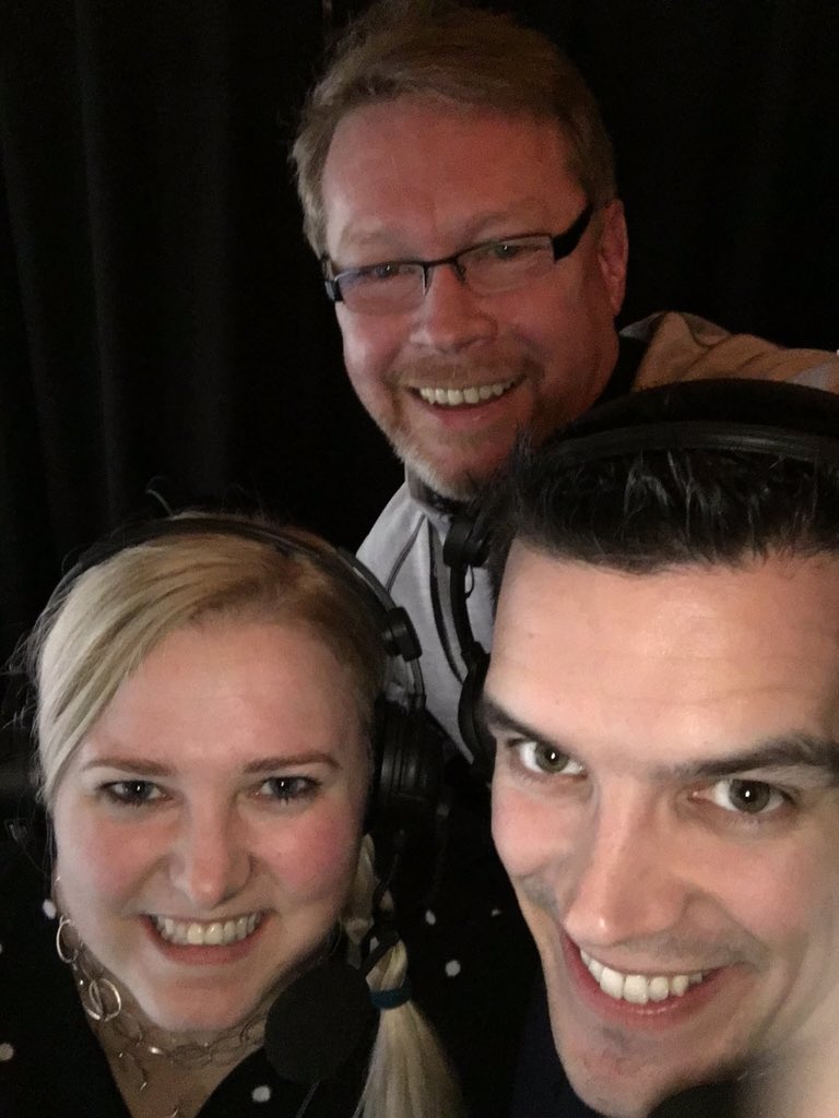 inglisdanielle's tweet photo. We're back!! Calling the 3v4 game with @hughmurf &amp; @codeymaus on @RogersTVPeel #curling https://t.co/8eBhEPPWFk