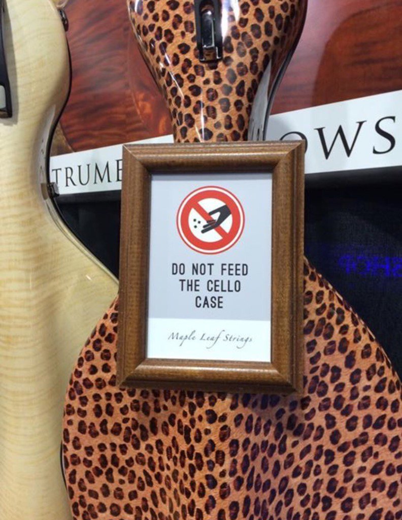 LOL - don't feed the #cello case 😉 no animals were harmed... #stringsmagazine