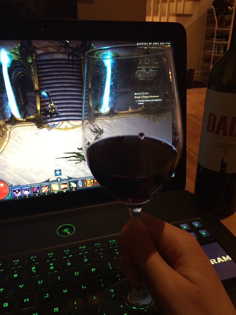 Power_Strangers's tweet photo. It's a red wine kind of night #Diablo3 #D3Drinking #wine #GameOn https://t.co/ROB2yWi7IT