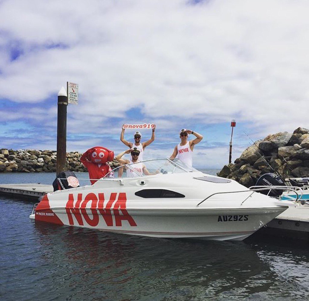 nova919's tweet photo. Seen the #NovaBoat yet? It's on the water now full of free stuff! ๐ฃ - @AndyMartinTV ๐ #NovaIsSummer #Adelaide https://t.co/b3WfXwPg3m