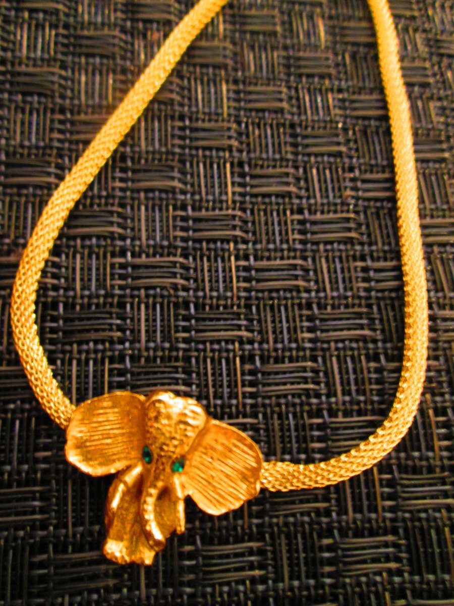 Golden Elephant Necklace // Made in Chicago // One of a Kind // Vintage … etsy.me/1xrnwbq #Etsy #EcoNecklace