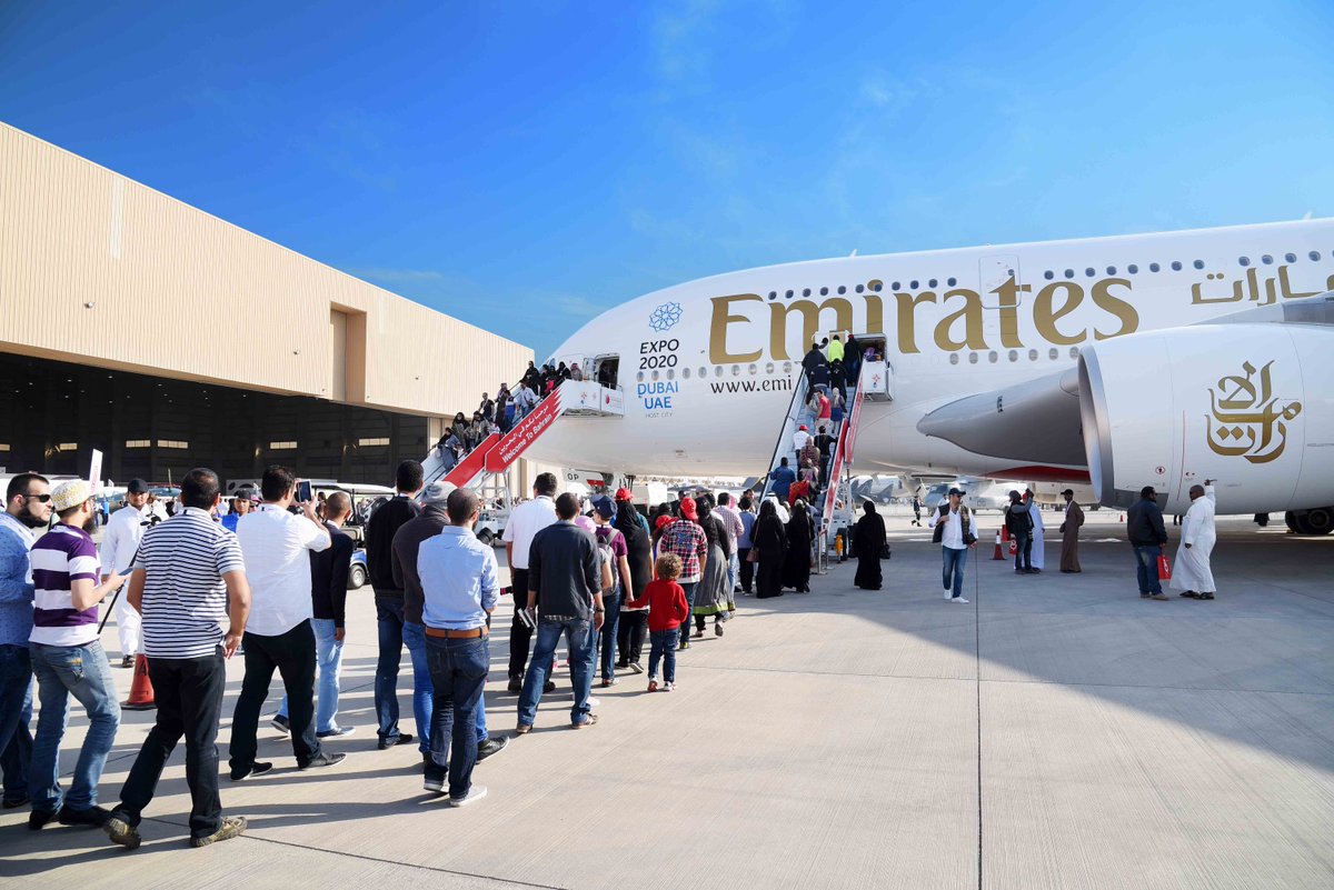 emirates's tweet photo. Nearly 8,000 visitors said hello to our @Airbus A380 at @BahAirshow #BIAS2016 https://t.co/Rq2iAsJghG https://t.co/cYPypzCQnn