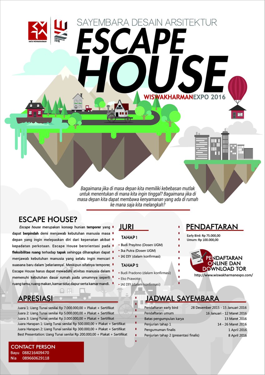 Yuk segera daftar sayembara 'ESCAPE HOUSE' dan menangkan hadiah jutaan rupiah! Pendaftaran hingga 12 Maret 2016!