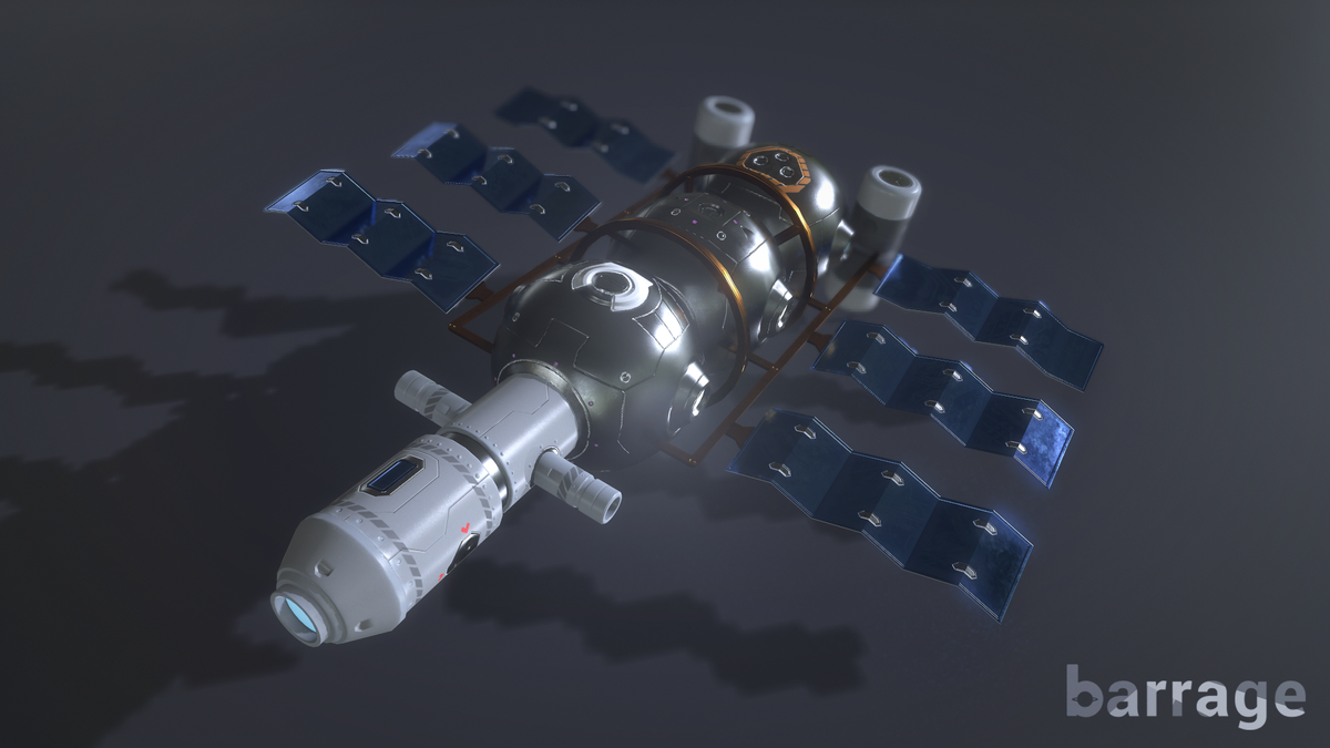 BarrageGame's tweet photo. The colony spaceship textured in substance painter. #gamedev #space https://t.co/5vHHtcd4tp