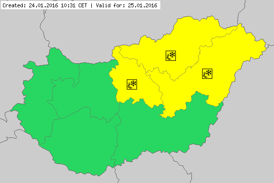 Warning for light freezing rain in northern Hungary