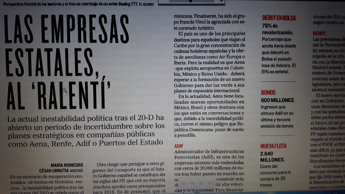 MRionegro's tweet photo. Hoy me estreno en Mercados @elmundoes Las empresas estatales, al ralentí. https://t.co/Ymcc8wLwUV