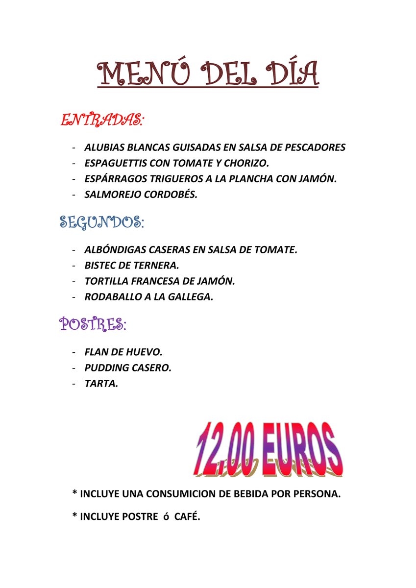 OlivenzaRivas's tweet photo. MENÚ FIN DE SEMANA / 12 € por persona / Incluye una bebida, postre o café. ¡Buen Provecho! / Reservas 91 499 15 77 https://t.co/b1kCxCRT67