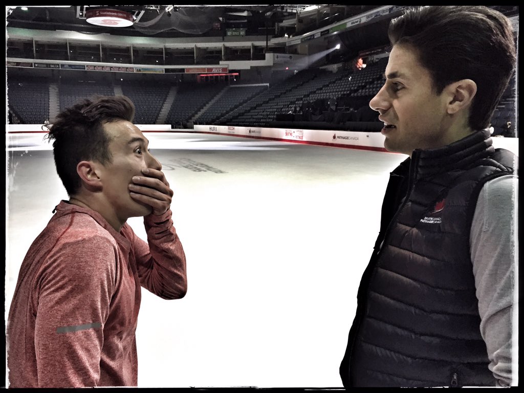 PCSkatingFan's tweet photo. Love this! #GoPchiddy @SkateTSN It's all laughs at gala time .@Pchiddy .@WeaverPoje #CTNSC16 https://t.co/kCsypt0rQ5
