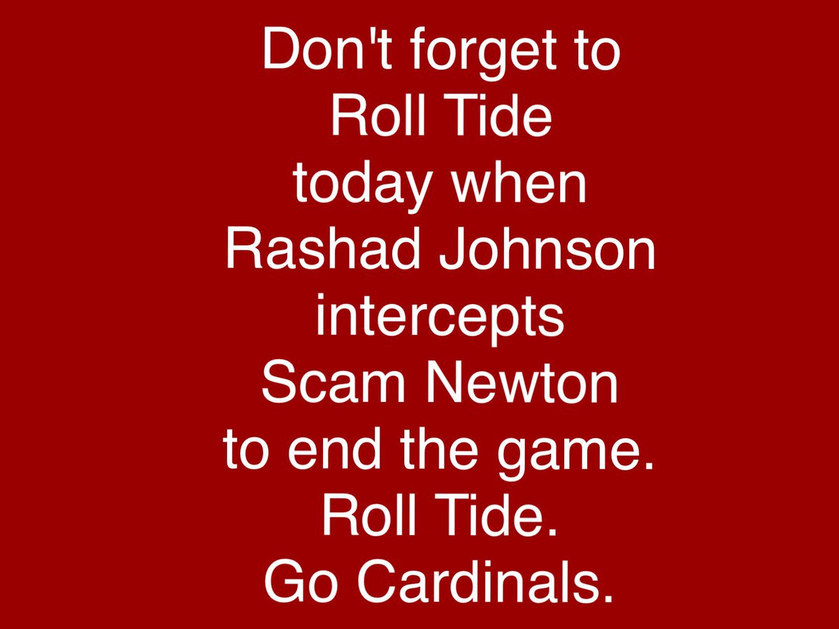 CharlsFletchrr's tweet photo. #RollTide #GoCardinals https://t.co/ERpPJV4KEC