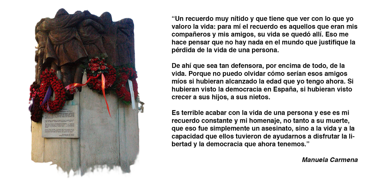 ManuelaCarmena's tweet photo. Un día que siempre estará en mi memoria y unas vidas que nunca olvidaré. #AbogadosDeAtocha https://t.co/O2thzPu3HI