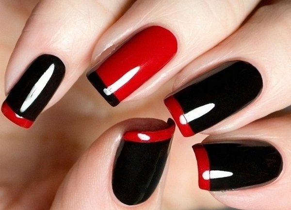 Black and red French #manicure