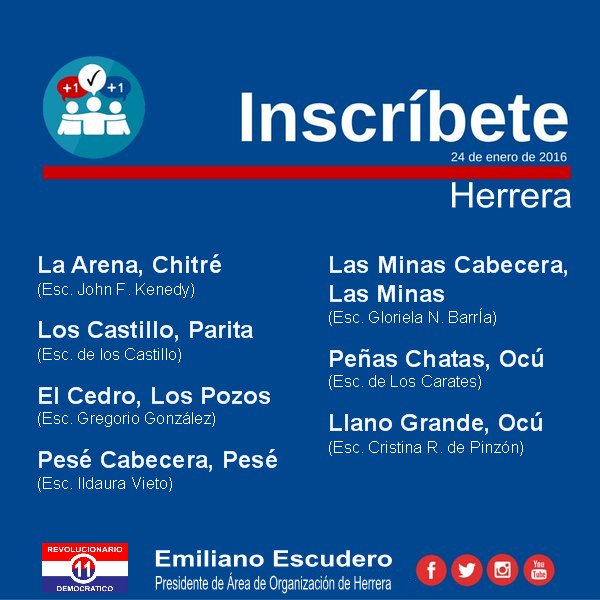 Inscríbete hoy en #PRD, fortalezcamos la democracia y construyamos un #NuevoPRD. Aquí Centro de inscripción #Herrera