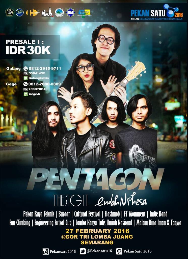 PEKAN SATU 2016
PENTAGON 
27 Feb, 2016
presale 1 , only 30K
Line: gegejr
Pin: 7C0B7DBA
#Readyfor16
#pekansatu2016