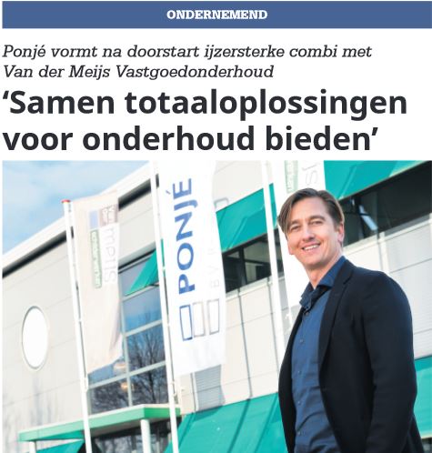 Ponjé vormt na doorstart ijzersterke combi met Van der Meijs Vastgoedonderhoud. Lees meer vdmeijs.nl/nieuws/samen-t…