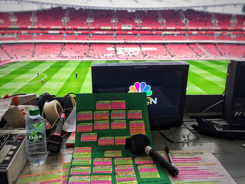 All set at the Emirates with <a href="/graemelesaux14/">Graeme Le Saux</a> and <a href="/LeeDixon2/">Lee Dixon 💙🇺🇦</a>. A London derby, #Arsenal v #CFC. KO is 11amET <a href="/NBCSN/">NBCSN</a>.