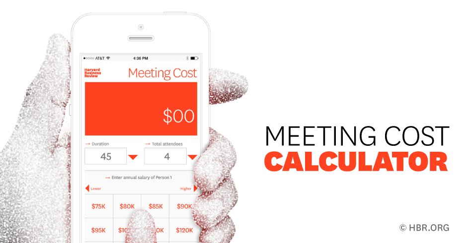 HarvardBiz's tweet image. Before you schedule that meeting, make sure it&apos;s worth the cost s.hbr.org/1Sa8CPX