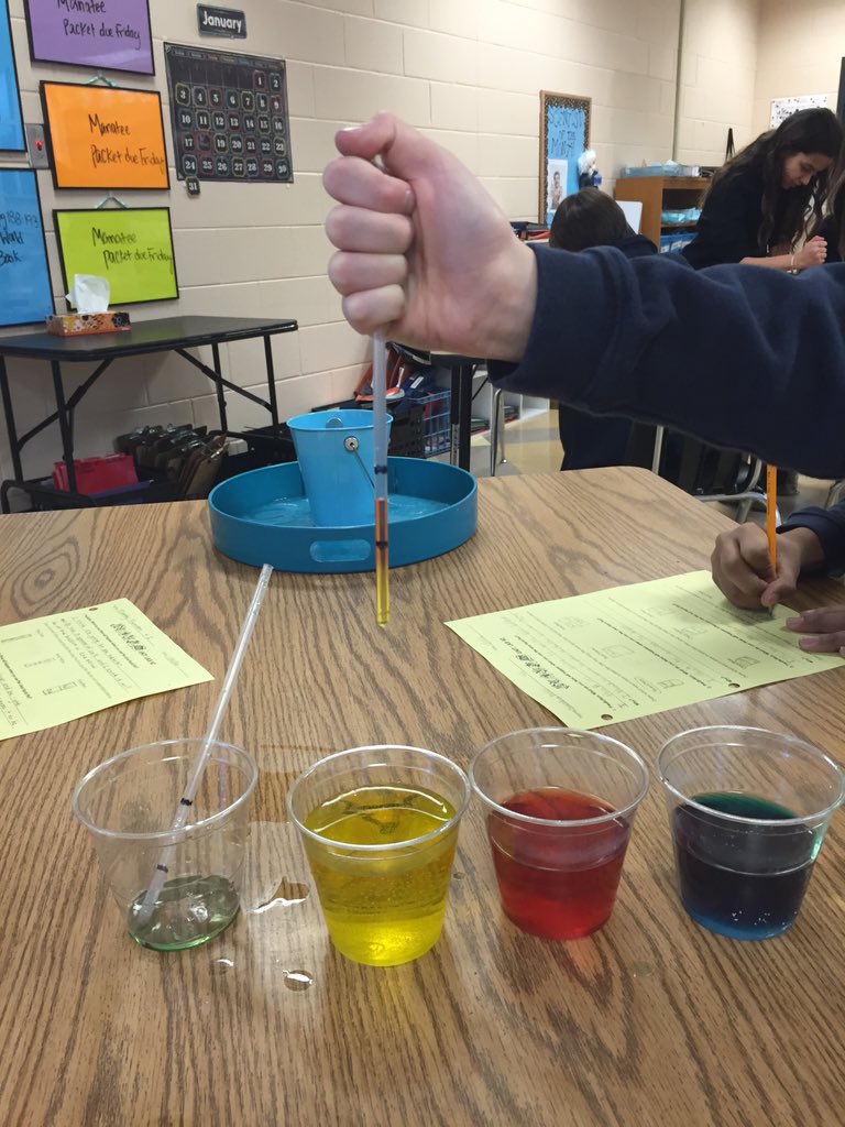 Showing one example of how liquids can layer from our lab on Thursday! #WALower #watersalinity