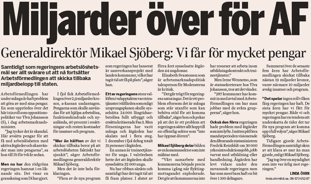 sjolars's tweet image. "Miljarder över för AF" Inget ovanligt! Ändå bekymmersamt. Särskilt när platser för utbildning gapar tomma.