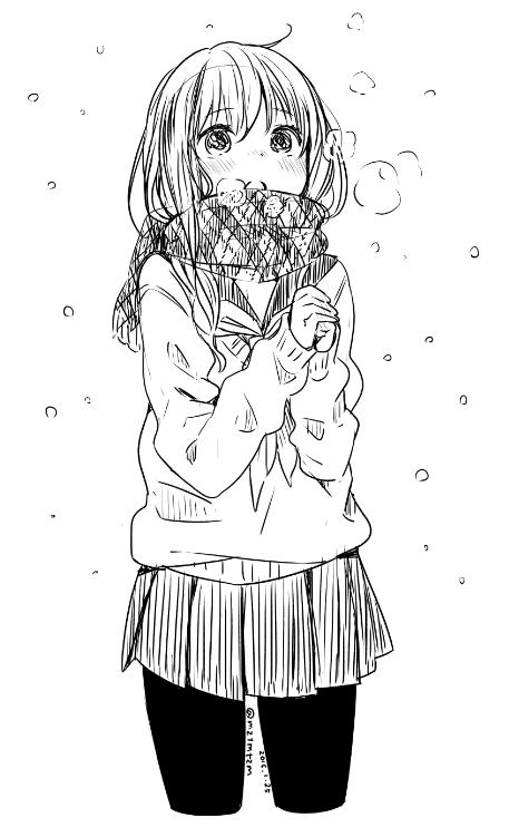 落書きリプライもらってたやつ寒い中まってるJK 