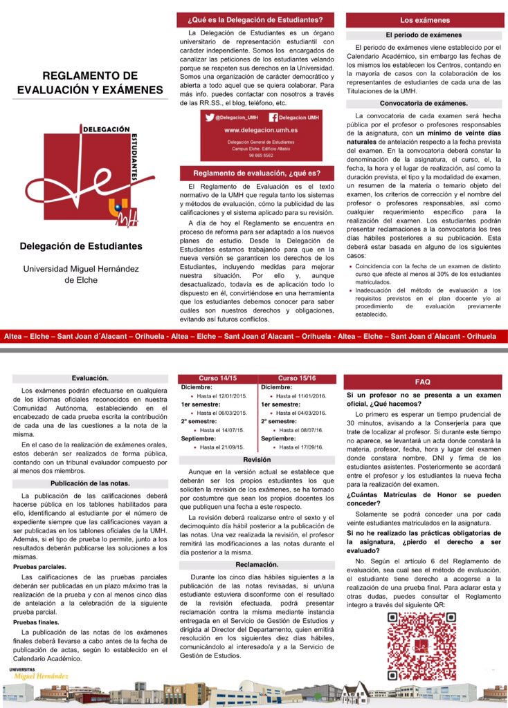 Os dejamos un pequeño resumen del Reglamento de Evaluación ¡conoce tus derechos! #exámenes #InfoDE #UMH 💪🏻📚📝