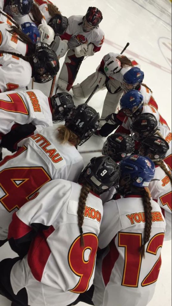 Dinos are going for gold at 1:30 #coraclassic2016 #ringette #getit